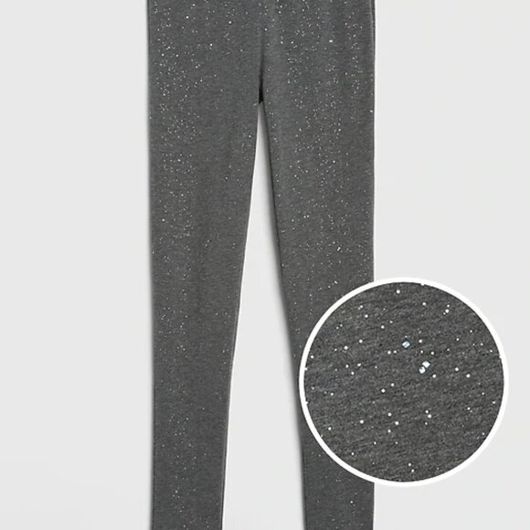 GAP Leggings girls' Size L gray sparkle stretch jersey elastic waist - Picture 2 of 2